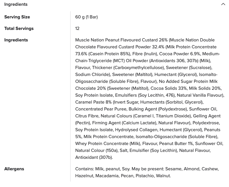 MuscleNation | Custard Protein Bar - Choc Peanut Butter - Image 4