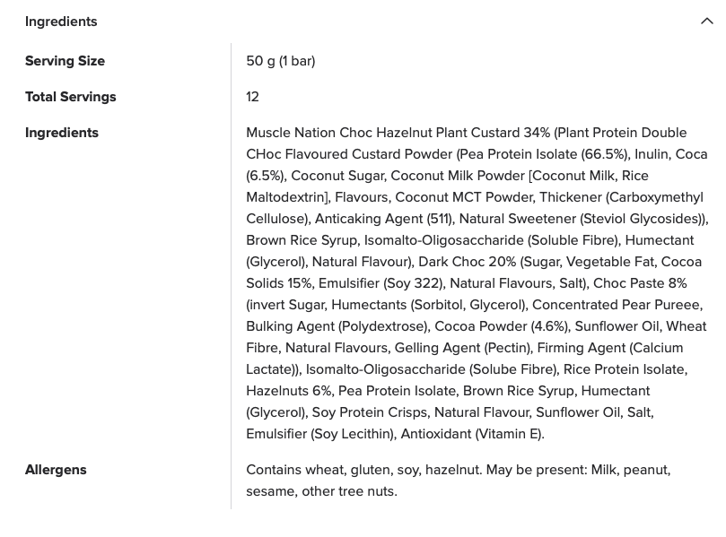 MuscleNation | Custard Plant Protein Bar (VEGAN) - Choc Hazelnut - Image 4