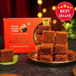 Jaggery Coconut Burfi (150 gms), Sweet Karam Coffee